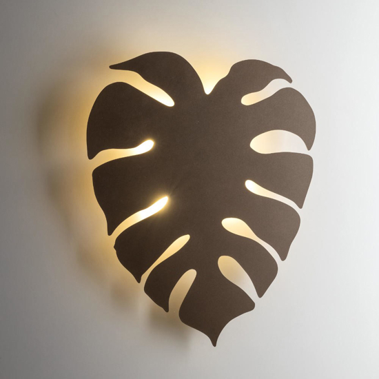 Applique foglia monstera marrone da parete